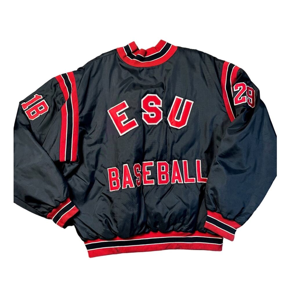 Vintage Warriors ESU Baseball Black Red Half-Zip Jacket 1st Baseman 2X